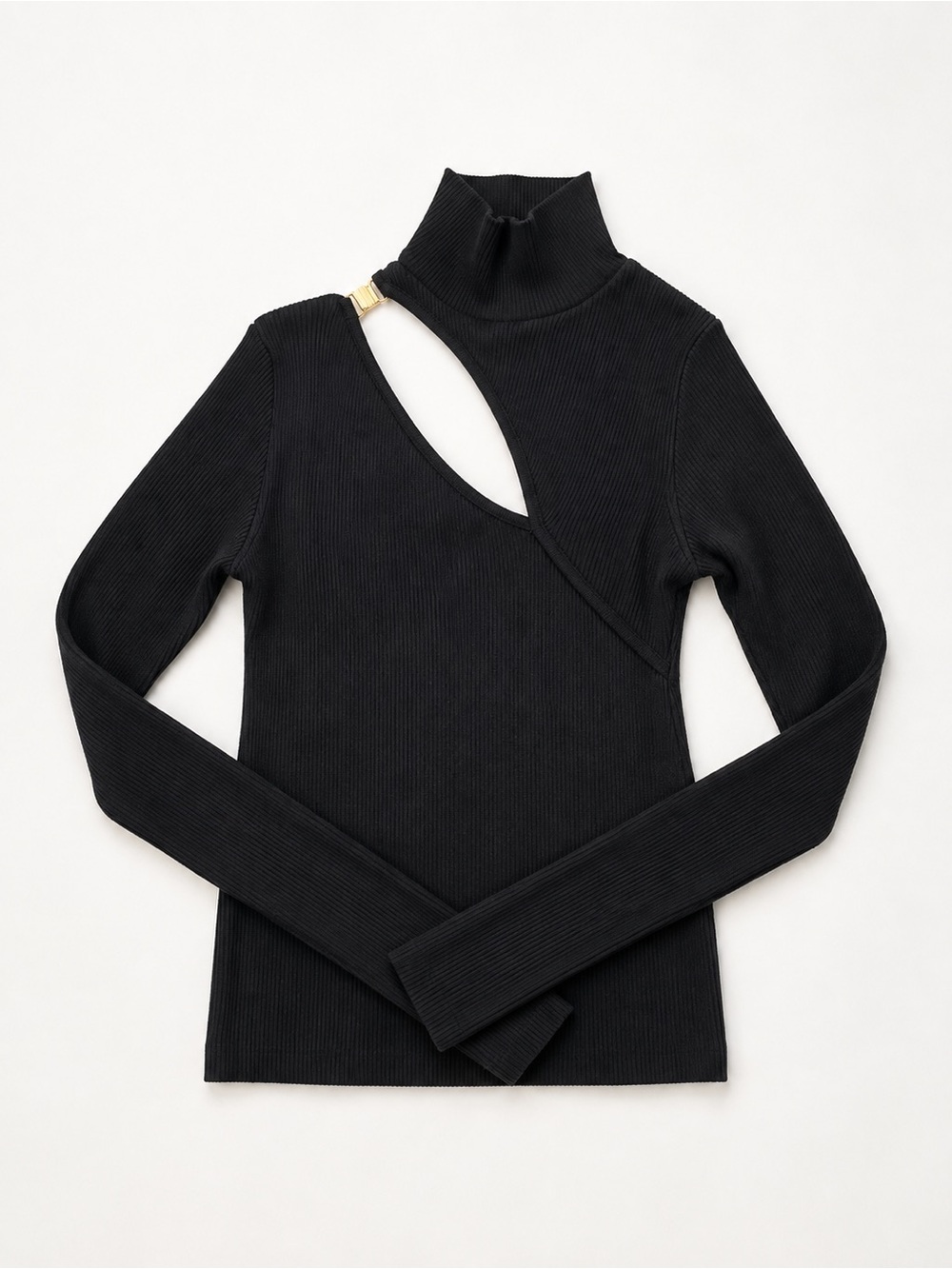 Cutout Ribbed Long-Sleeve Top